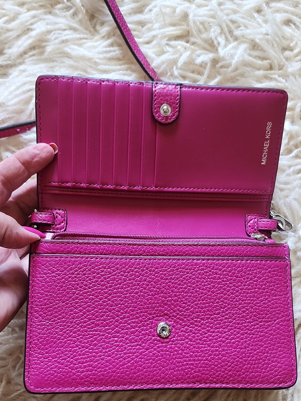 NWOT Michael Kors Jet Set Small Charm Leather Phone Crossbody - Picture 5 of 16